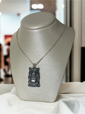 ‘Happy Buddha’ Carved Hematite Chakra Pendant Necklace